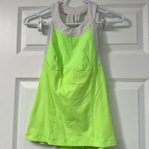 Lululemon Lime Green White Athletic Racerback Tank Top size 4